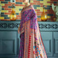 Vishnu Weaves Women's Wine Paithani Patola Silk Zari Woven Saree with Unstitched Blouse - Swadesiicart