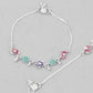 VOJ Set of 2 Silver Plated Designer Multi Color Anklet - Swadesiicart