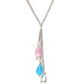 Long Silver Neckpiece with Multi Stones (silver) - Ruby Raang | Swadesiicart