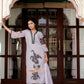 Vaasva Women Grey Tabby Slik Print & Embroidered Kurta, Pant & Dupatta Straight | Swadesiicart