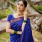 DEIANA'S Beautiful Designer Golden zari Soft Lichi Silk Saree - Blue - Swadesiicart