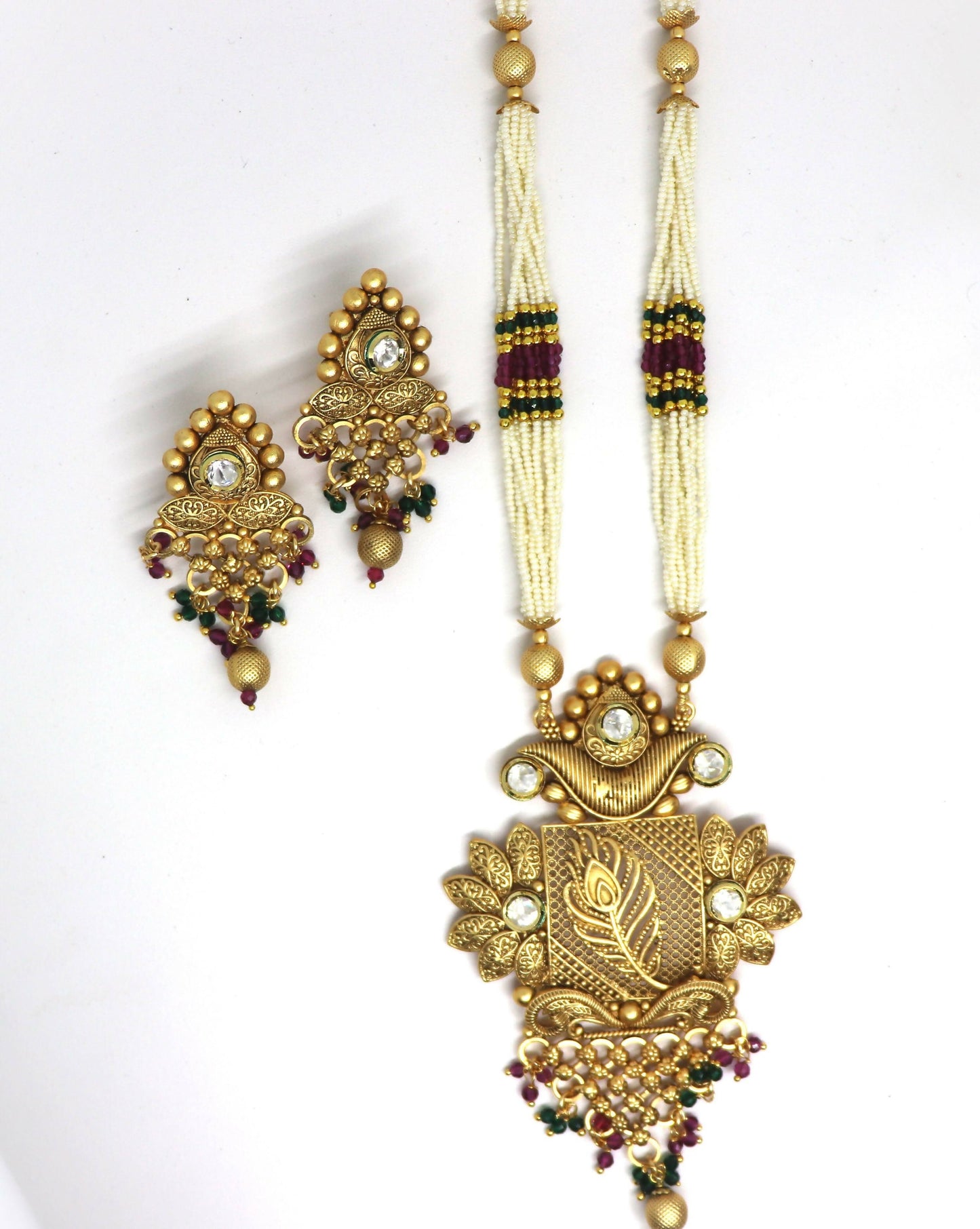 Joban Fashion White Pure Brass With Rajwadi Polish Necklace Set | Swadesiicart
