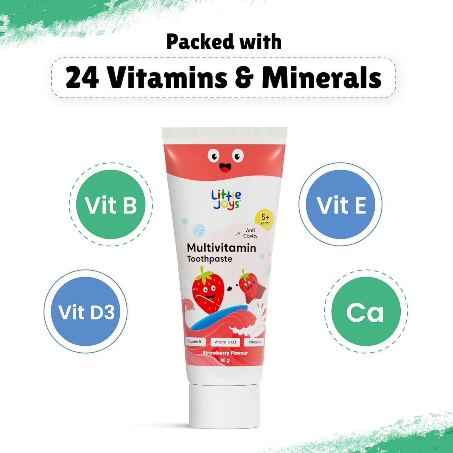 Little Joys Multivitamin Toothpaste for 5+ Years Kids, Strawberry Flavor, Fights Germs & Cavity - Swadesiicart