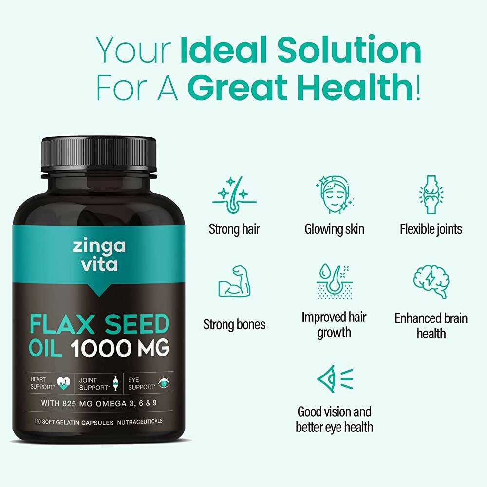 Zingavita Flaxseed Oil 1000 mg Softgel Capsules | Swadesiicart
