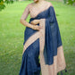 Vishnu Weaves Women's Blue Tussar Silk Woven Saree with Blouse - Swadesiicart
