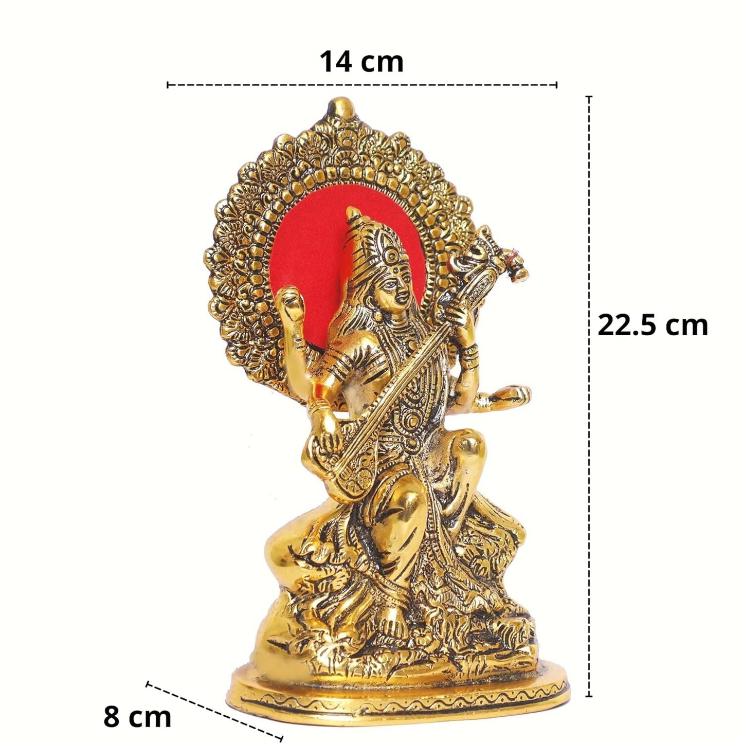 KridayKraft Gold-Polished Maa Saraswati Metal Statue - Swadesiicart