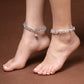 NVR Women's Set of 2 Silver-Plated Kada Anklets - Swadesiicart