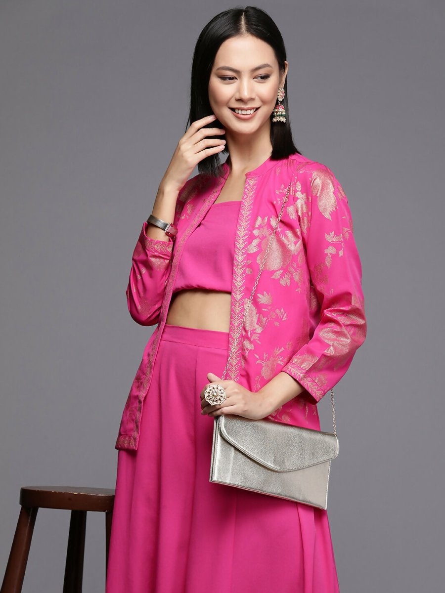 Ahalyaa Women's Traditional Wear Co-ods - Pink - Swadesiicart
