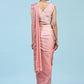 Peach Ombre Satin Georgette Plain Ready to wear Saree with stitched Blouse - Vrinda | Swadesiicart