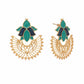 Nuyug 22K Gold Plated Turquoise Enamel Studded Indo-Western Floral Jali Statement Stud Earrings | Swadesiicart