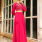 Janasya Pink Georgette Embroidered Top & Skirt | Swadesiicart