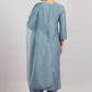 Aavyora Women's Sky Grey Embroidered Kurta Set with Dupatta - Swadesiicart