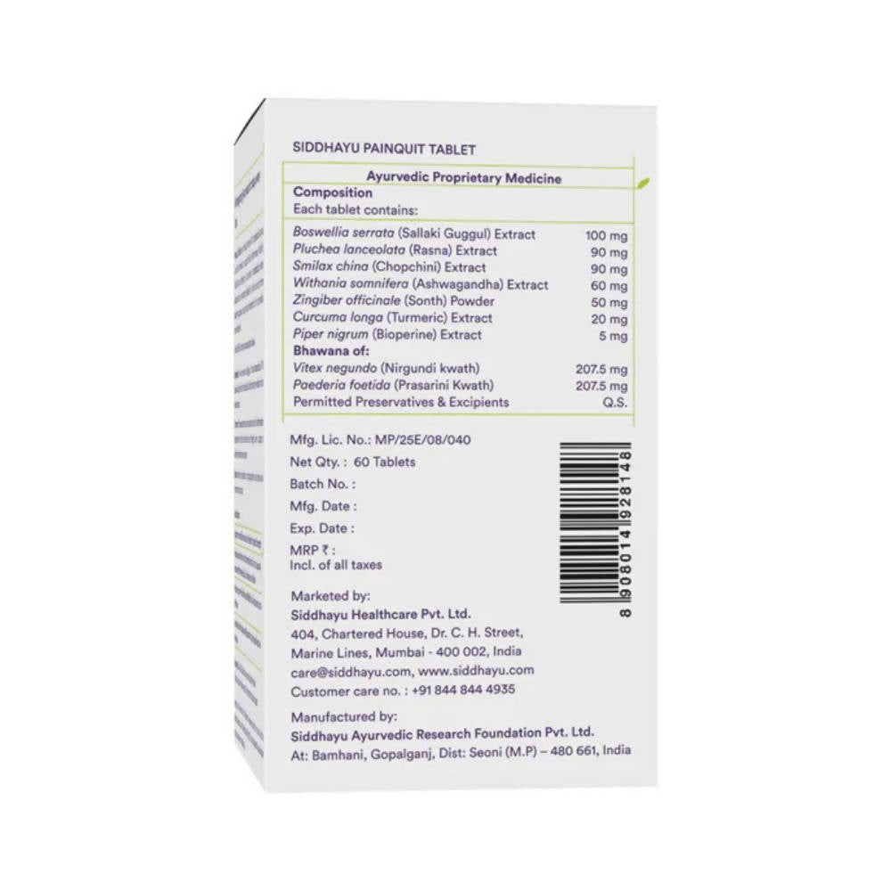 Siddhayu Ayurveda Painquit Natural 5 in 1 Joint Care Formula Tablets - Swadesiicart