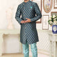 Raivat Ethnic Banarasi Jacquard Embroidery Semi Indo Western Sherwani In Grey Blue Colour | Swadesiicart