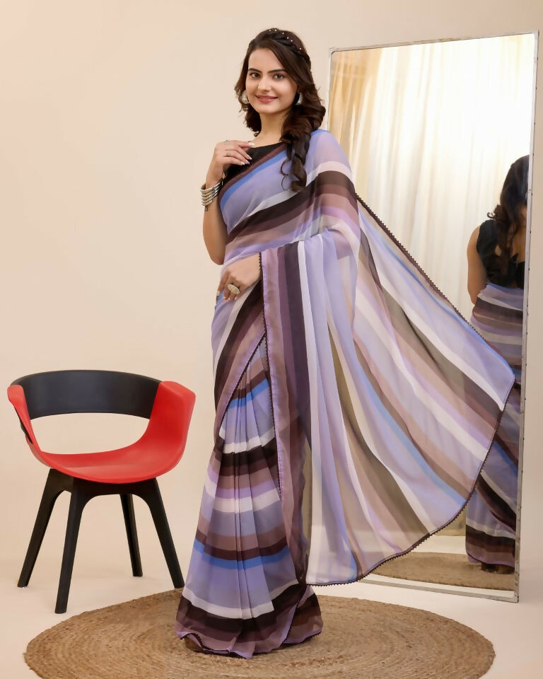 Multi Georgette Designer Printed Ready To Wear Saree - Ibiza | Swadesiicart