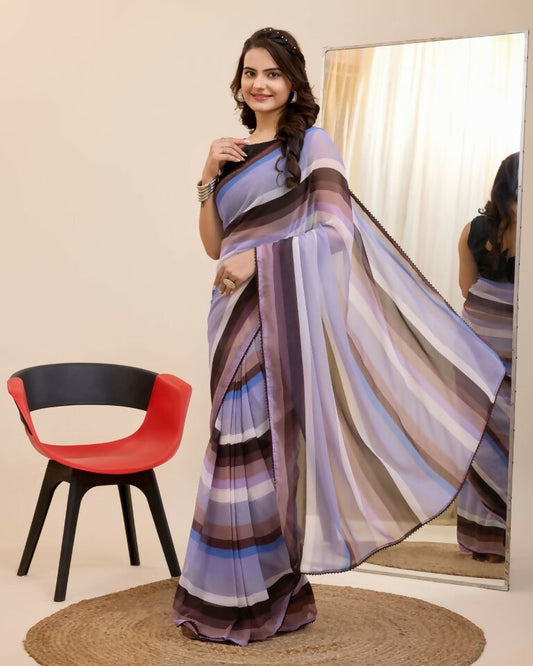 Multi Georgette Designer Printed Ready To Wear Saree - Ibiza | Swadesiicart