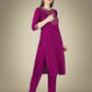 Jyoti Fashion Women's Purple Cotton Magic Slub Embroidery & Sequence work Kurta with Trouser & Dupatta | Swadesiicart