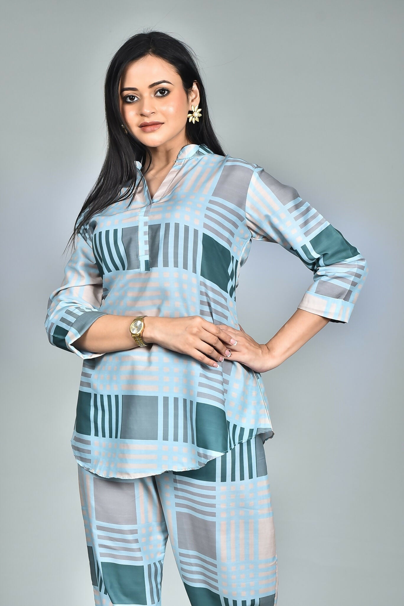 Morchari Digital Print Semi Muslin Co-Ord Set Top & Trouser-Multicolor - Swadesiicart