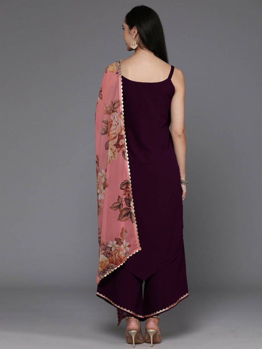 Ahalyaa Women's Traditional wear Kurta Set - Burgundy | Swadesiicart