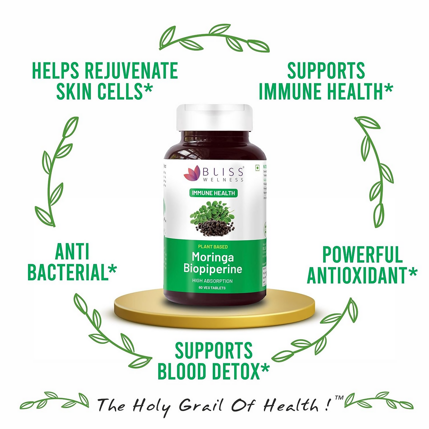 Bliss Welness Moringa Biopiperine Tablets - Swadesiicart