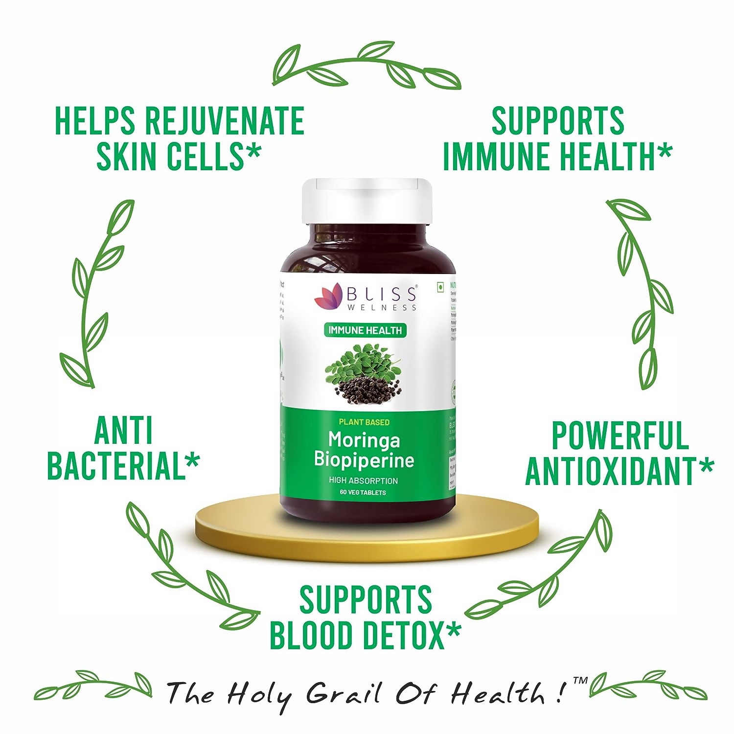 Bliss Welness Moringa Biopiperine Tablets - Swadesiicart