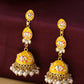NVR Women Gold-Polished Yellow Jhumkas Earrings | Swadesiicart