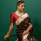 Vishnu Weaves Women's Black Paithani Silk Zari Woven Saree with Unstitched Blouse - Swadesiicart