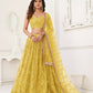 Aastha Fashion Yellow Butterfly Net Tone To Tone Thread Work, Sequence Work And Original Mirror Work Embroidery Wedding Wear Lehenga Choli