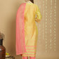 Jyoti Fashion Women's Yellow Chanderi Silk Elegant Jardoshi Semi Kurta with Trouser & Dupatta | Swadesiicart
