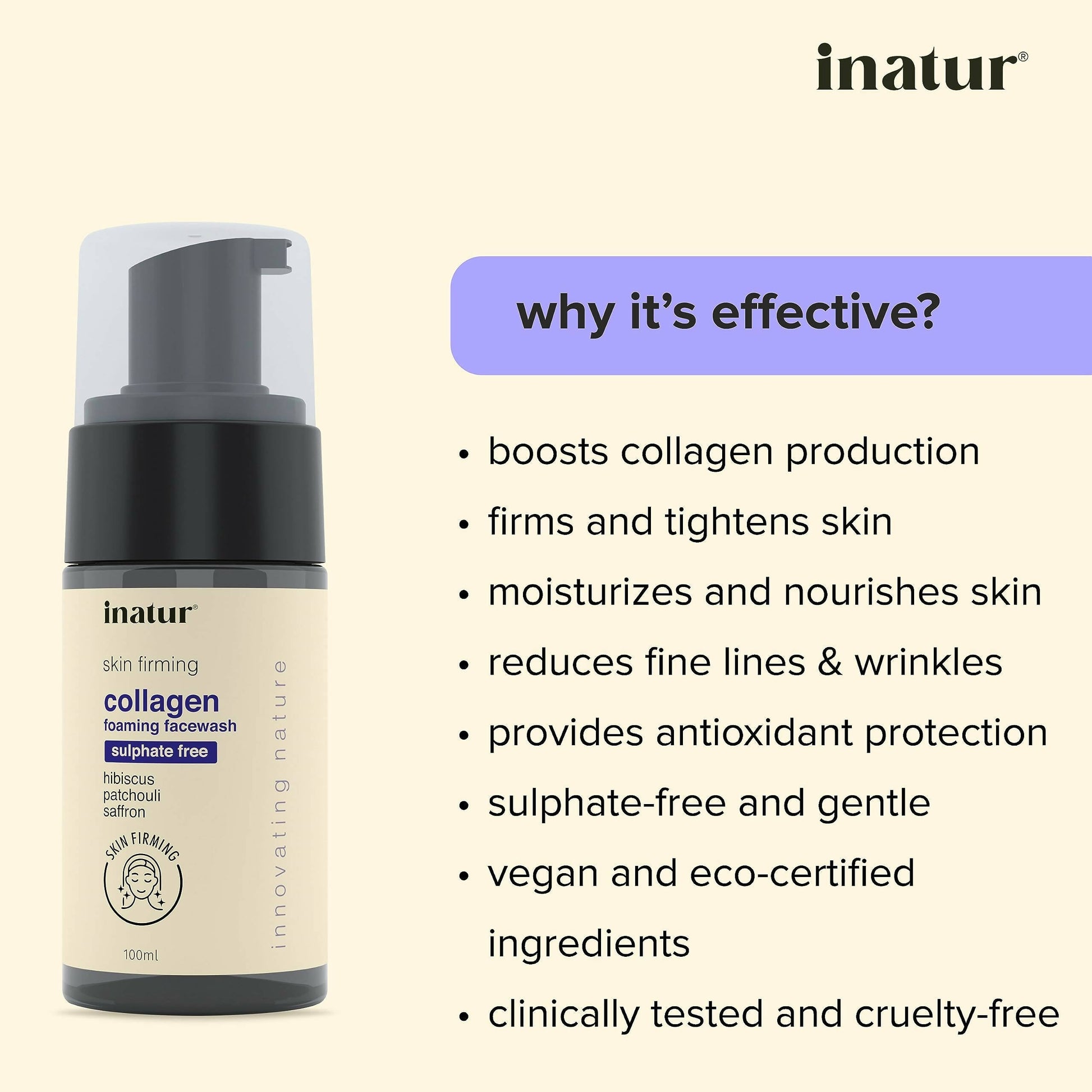 Inatur Collagen Foaming Face Wash - Swadesiicart