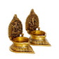 eCraftIndia Set of 2 Gold-Toned Handcrafted Brass Laxmi Ganesha Idol Deepak | Swadesiicart