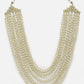 Gold-Toned White Gold-Polished Pearls Layered Handcrafted Necklace - Ruby Raang | Swadesiicart