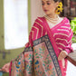 Vishnu Weaves Women's Pink Soft Tussar Silk Digital Printed Saree with Unstitched Blouse - Swadesiicart