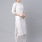 Ahalyaa Women White Pure Cotton Printed Kurta Pant Set | Swadesiicart