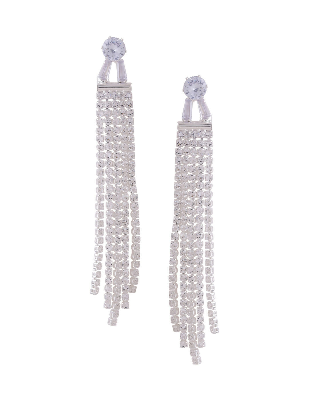 NVR Women Silver Toned Contemporary Drop Earrings | Swadesiicart