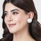 NVR Women's White Color Moon Stud Earrings | Swadesiicart