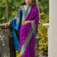 Vishnu Weaves Women's Wine Banarasi Silk Zari Woven Saree with Blouse - Swadesiicart