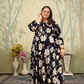 Jyoti Fashion Women's Black Rayon Floral Print with Sequins Designer Anarkali Set | Swadesiicart