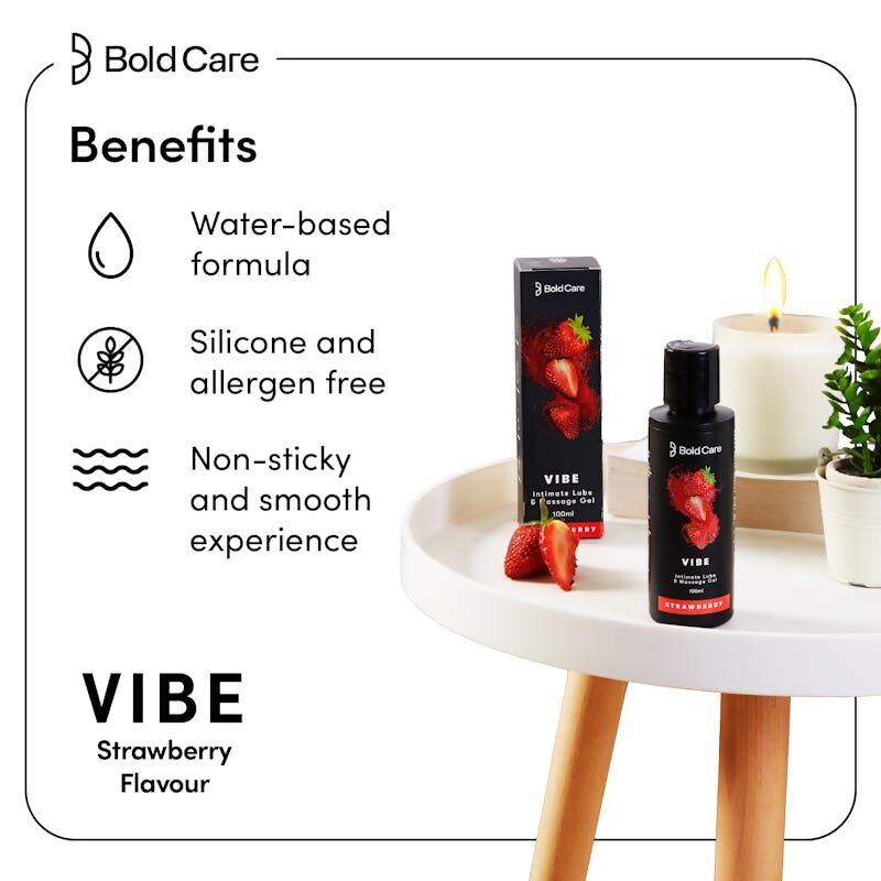 Bold Care Vibe Strawberry Flavor Massage Gel - Swadesiicart