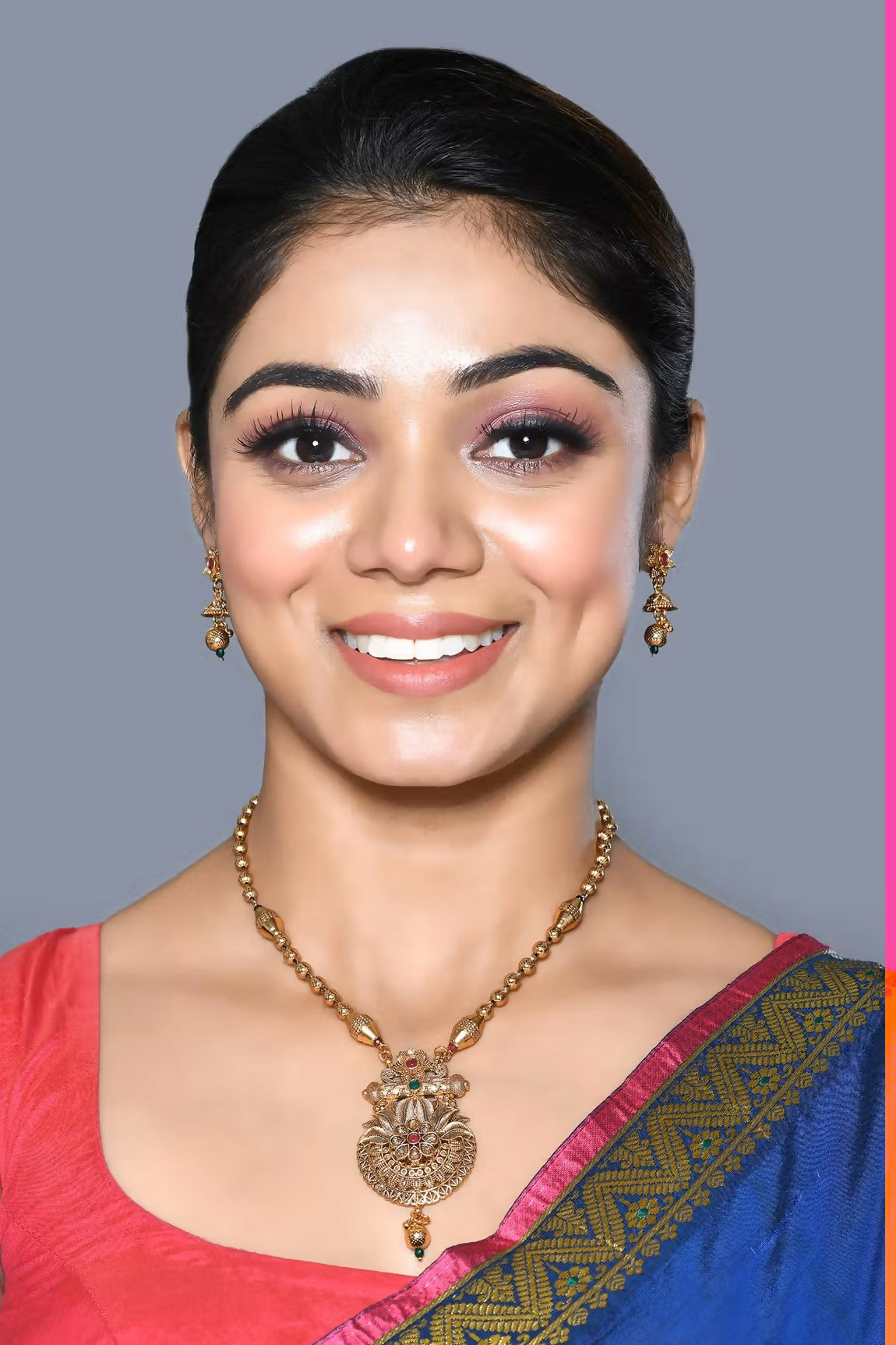 Joban Fashion Women Golden Ruby Green Pendant Set With Earrings - Swadesiicart