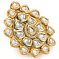 Gold-Polished White Kundan-Studded Adjustable Finger Ring - Ruby Raang | Swadesiicart