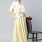 Ahalyaa Women Crepe Cream Solid Top with Printed Skirt with Ruffle Details | Swadesiicart