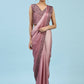Purple Ombre Satin Georgette Plain Ready to wear Saree with stitched Blouse - Vrinda | Swadesiicart
