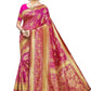 Vamika Banarasi Jaquard Pink Weaving Saree | Swadesiicart