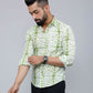 Miravan Men's Premium Green and White Slim Fit Tie Dye Cotton Shirt | Swadesiicart