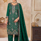 Anaita Green Vichitra Silk Readymade Suit with Embroidery & Lace Work