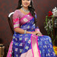 Lorenvalley Fashion Blue Organza Silk Woven Design with Meenakari Weaving Saree - Swadesiicart
