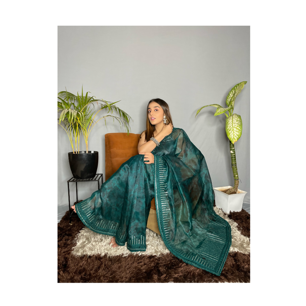 Vamsee Rinkle-Gotta Maroon Organza Saree - Swadesiicart