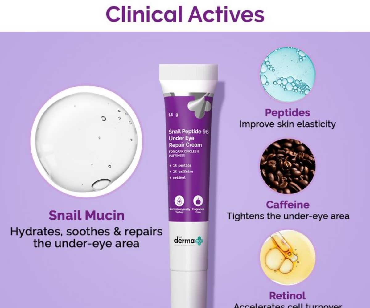 The Derma Co Snail Peptide 96 Under Eye Repair Cream With Snail Mucin & Peptide Complex For Dark Circles & Puffiness - Swadesiicart