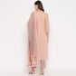 NOZ2TOZ Women's Foil Print & Gota Patti Work Straight Cotton Peach Kurta, Pant & Dupatta - Swadesiicart